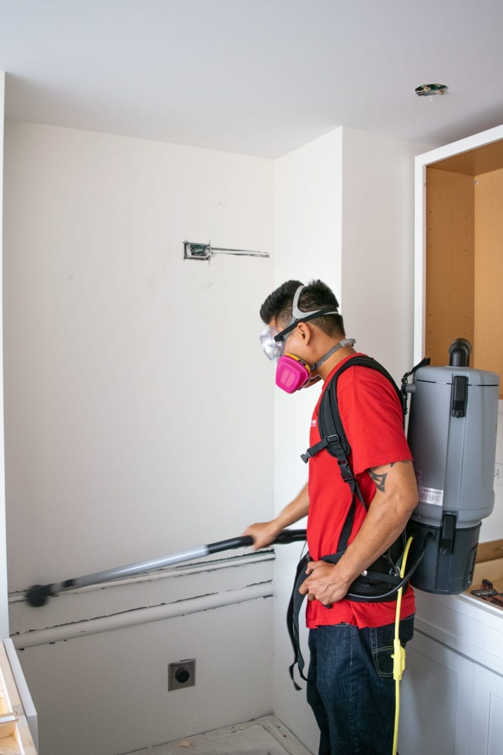 HEPA vacuuming during mold remediation.