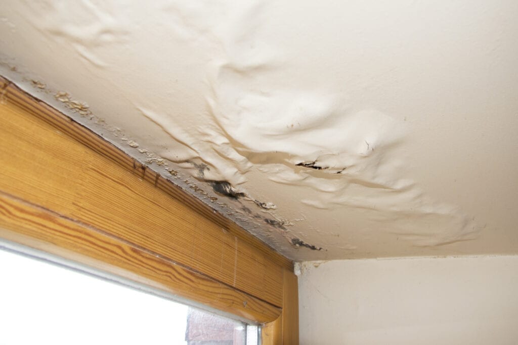 Paint bubbling from a leak above.