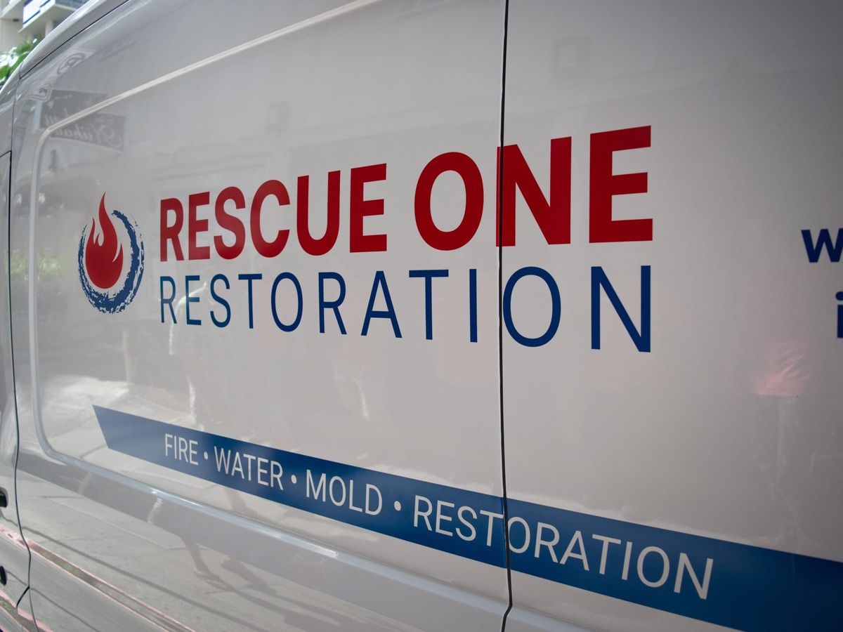 The side of a Rescue One Restoration service van, ready for residential and commercial calls anywhere on Oahu.